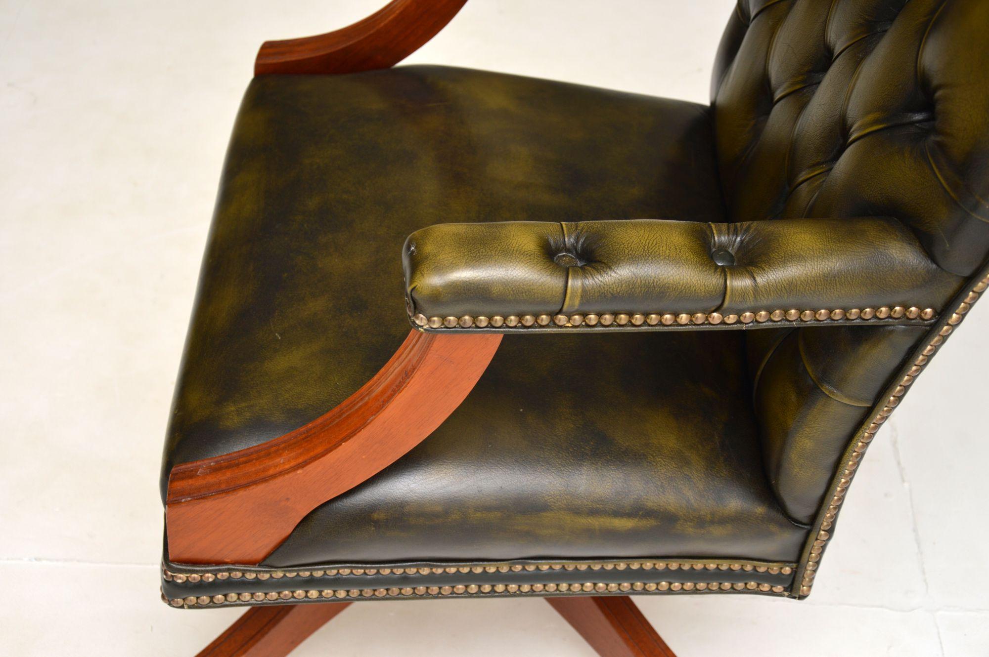 English Antique Georgian Style Leather Desk Chair