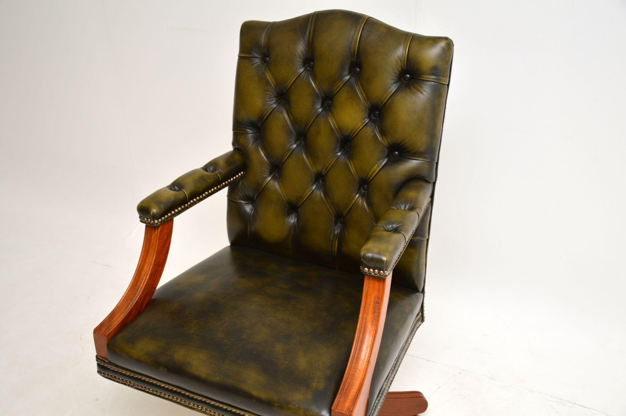 20th Century Antique Georgian Style Leather Desk Chair