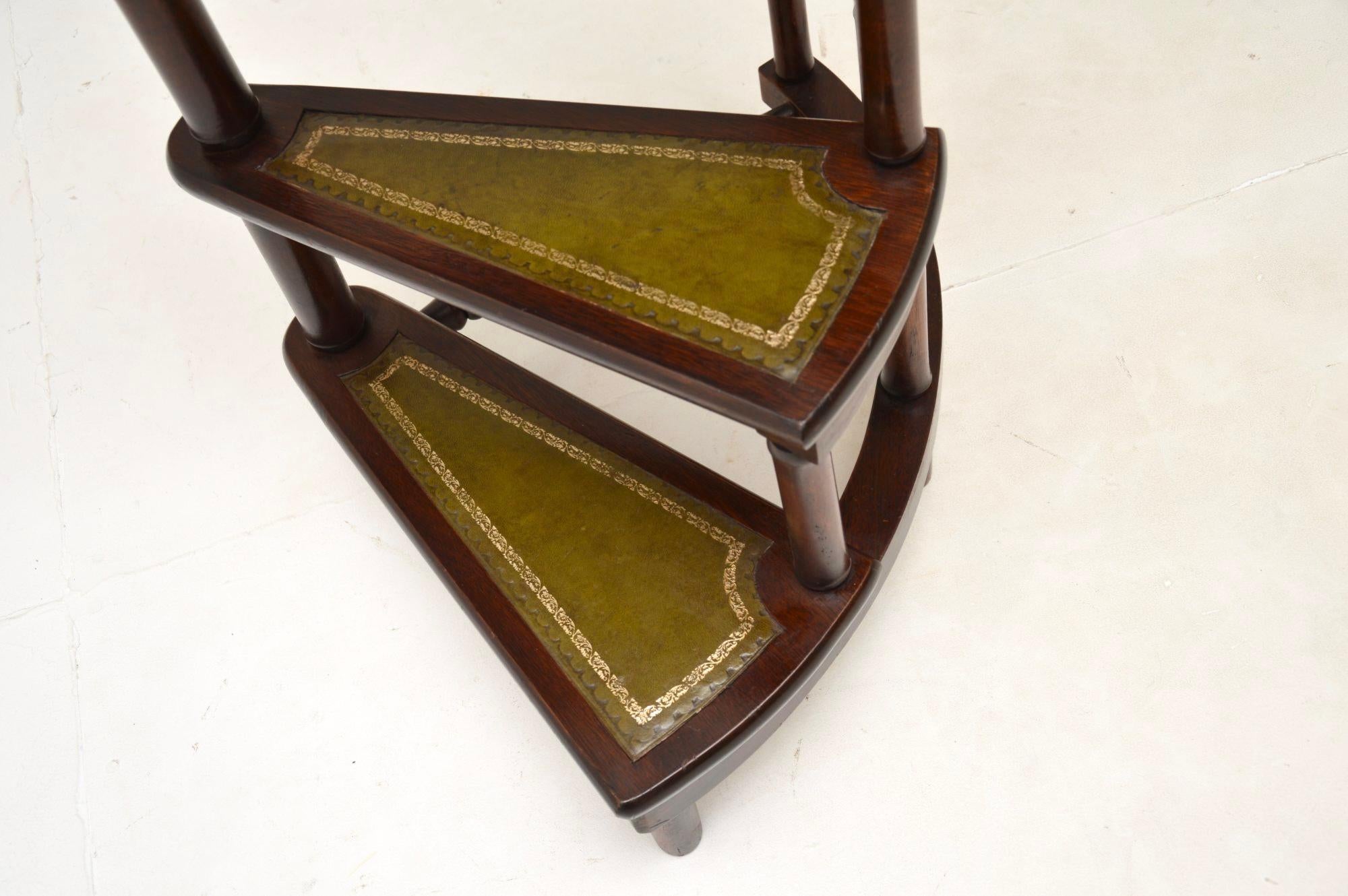 Antique Georgian Style Leather Library Steps 4