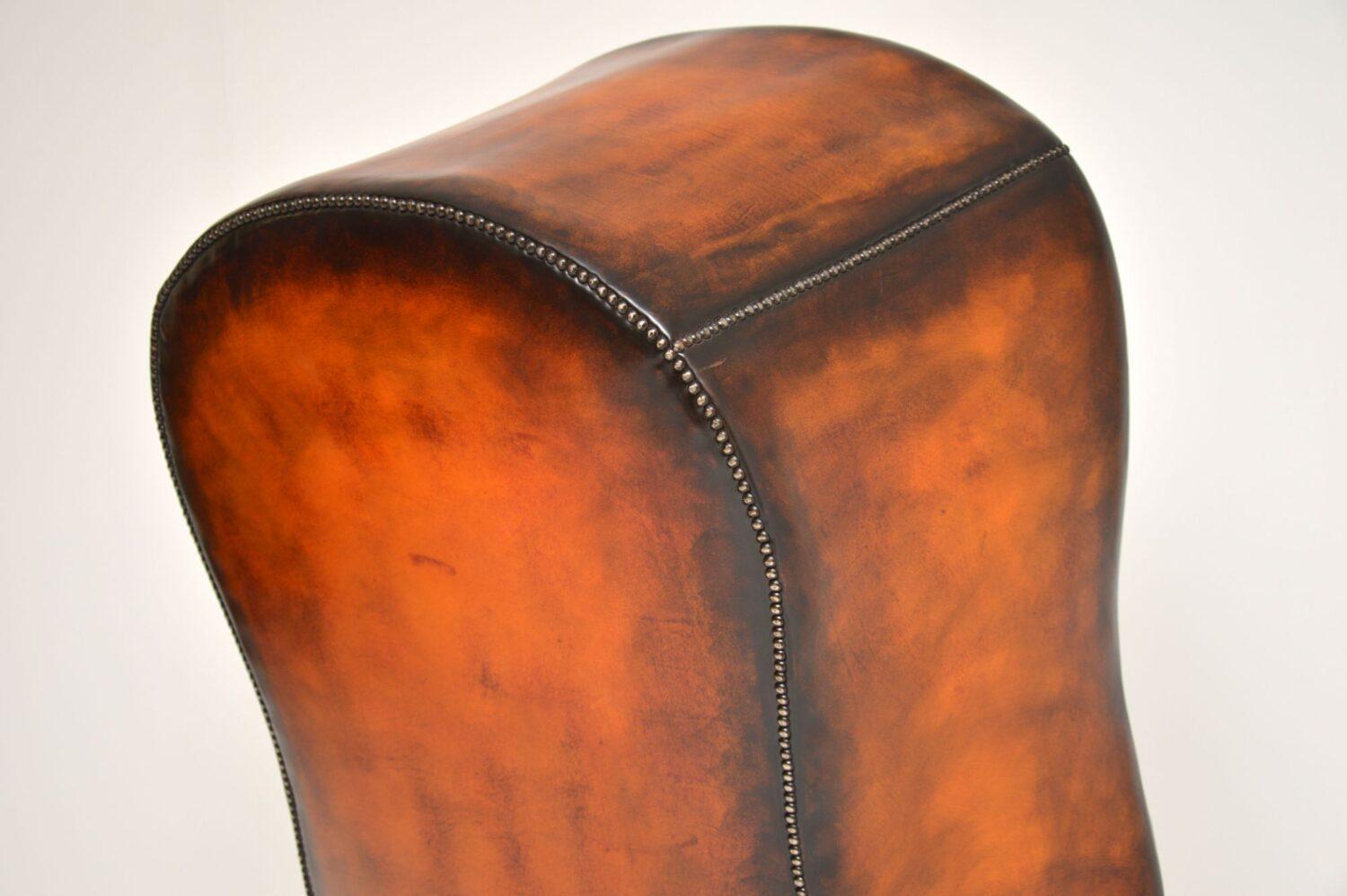 Antique Georgian Style Leather Porters Armchair 5