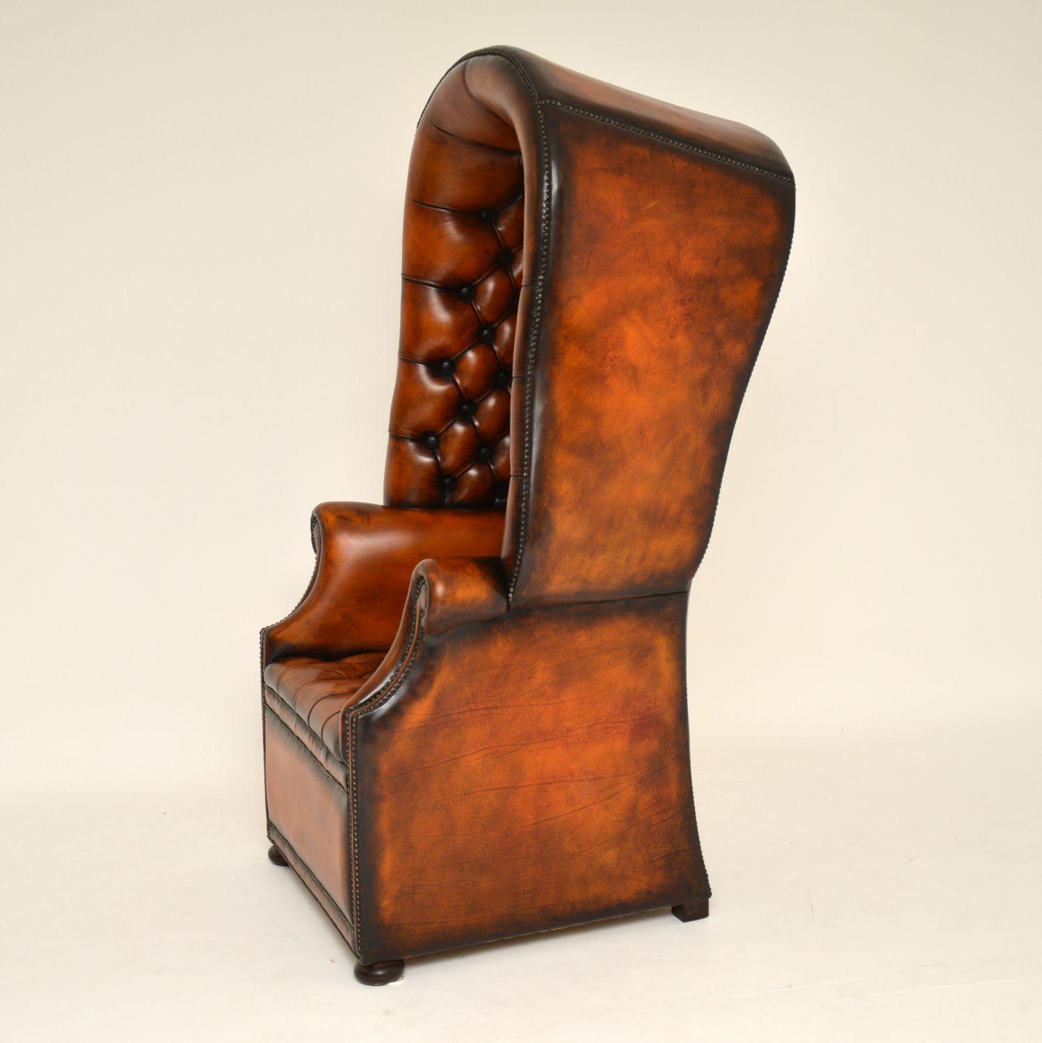 Antique Georgian Style Leather Porters Armchair In Good Condition In London, GB