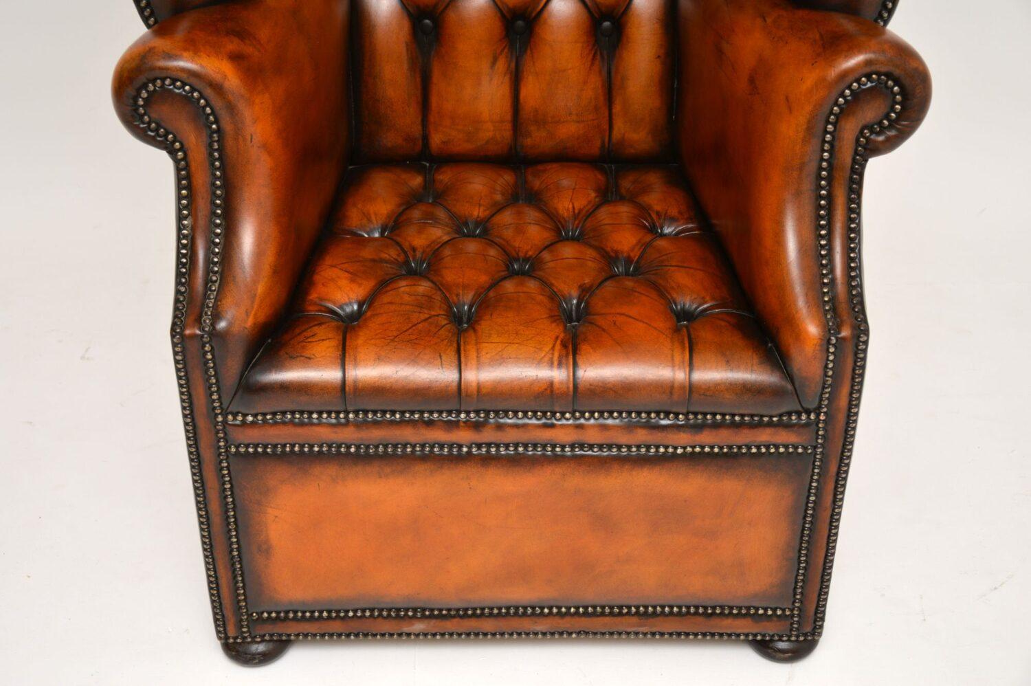 Early 19th Century Antique Georgian Style Leather Porters Armchair