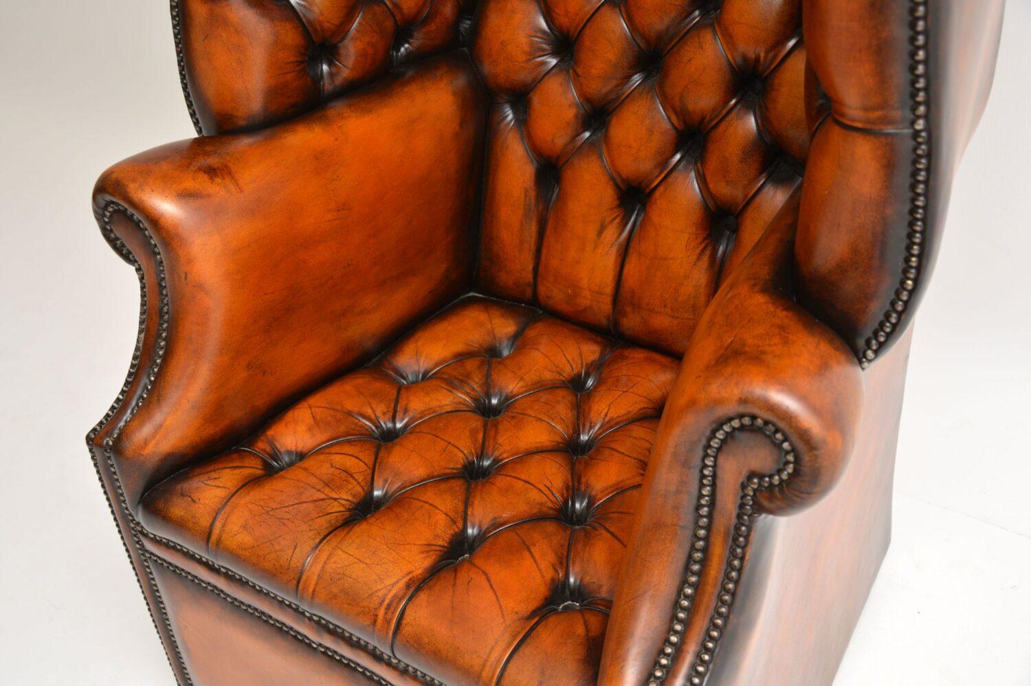 Antique Georgian Style Leather Porters Armchair 1