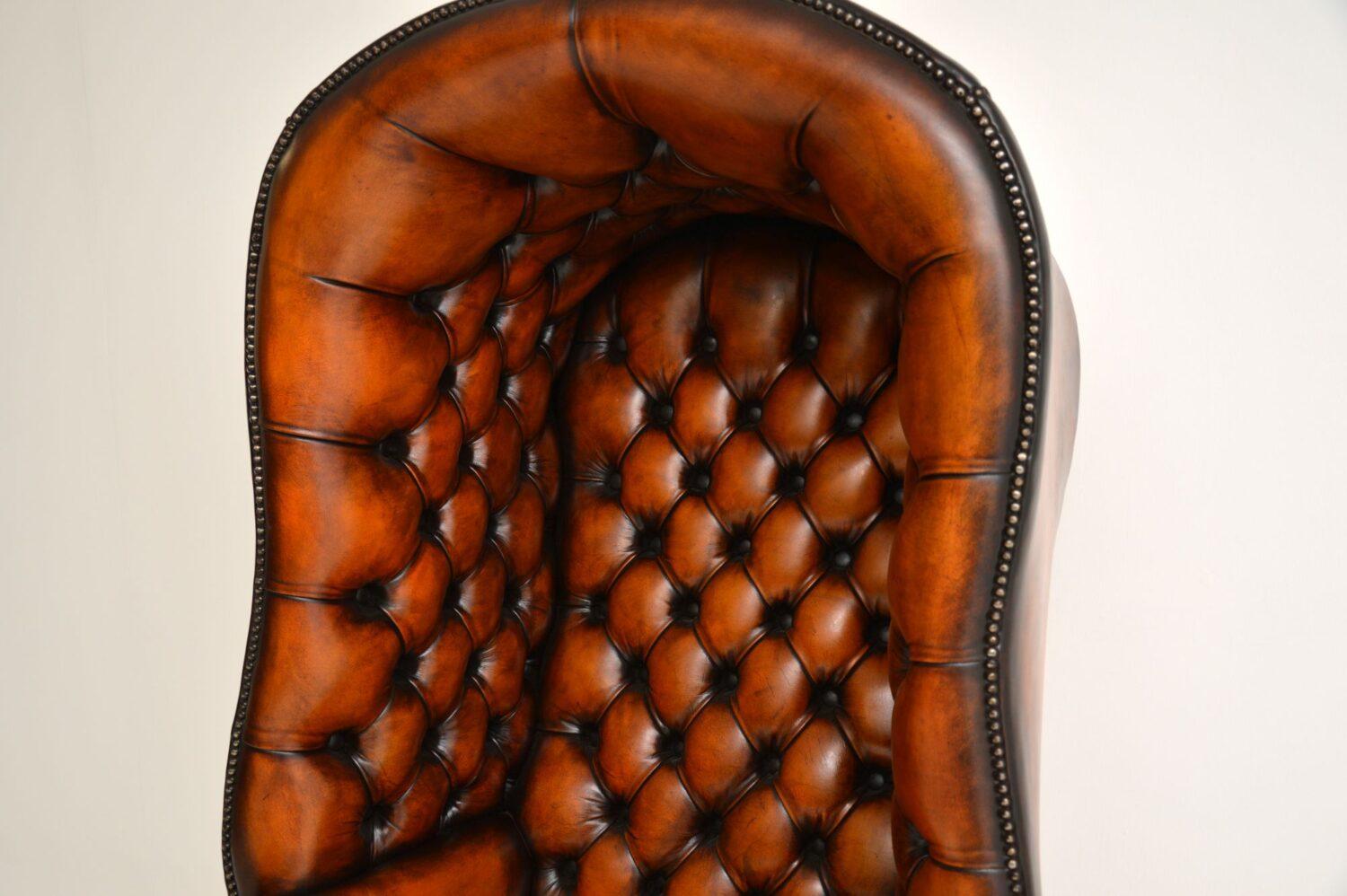 Antique Georgian Style Leather Porters Armchair 2