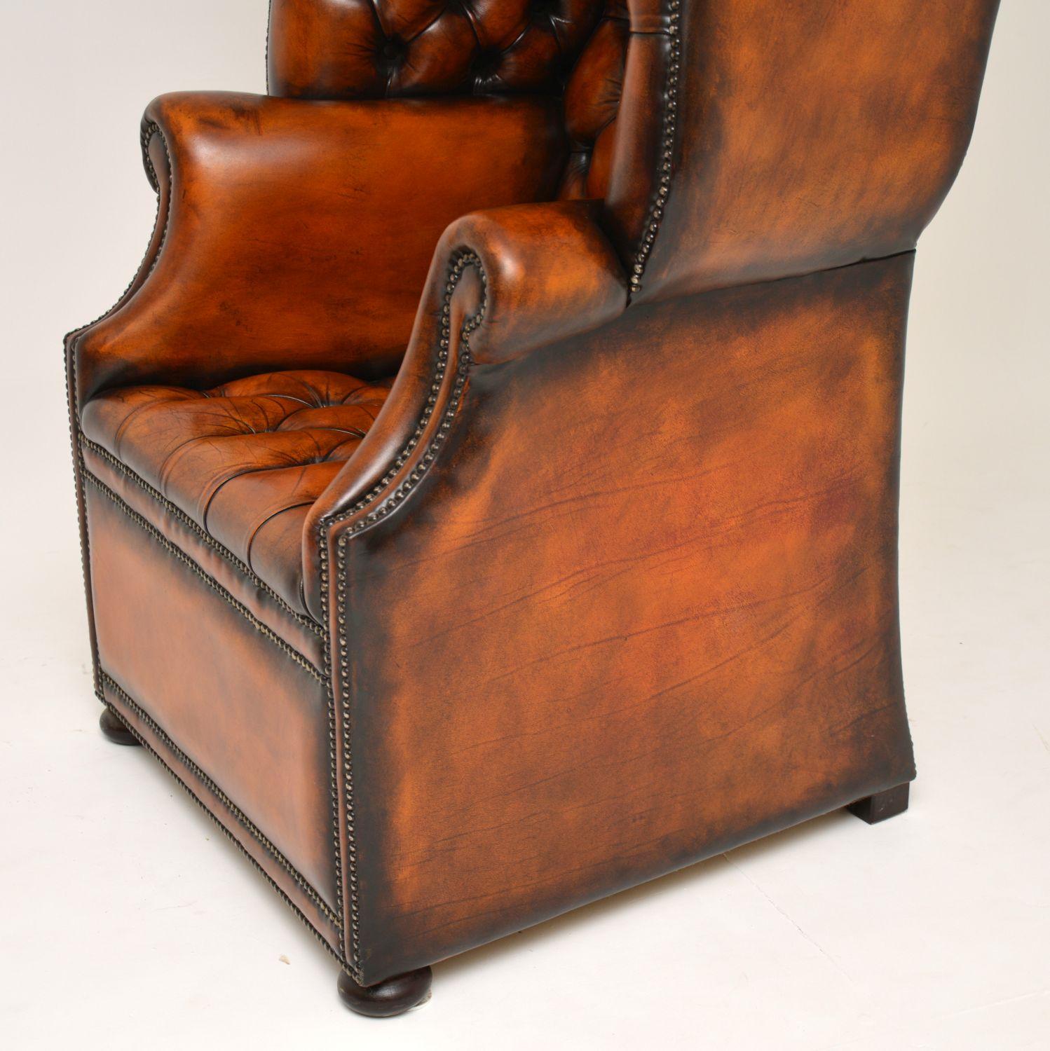 Antique Georgian Style Leather Porters Armchair 3