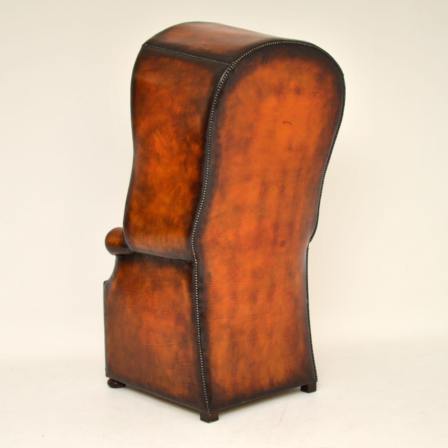 Antique Georgian Style Leather Porters Armchair 4