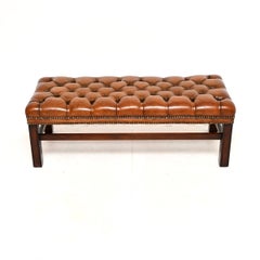 Antique Georgian Style Leather Stool / Bench