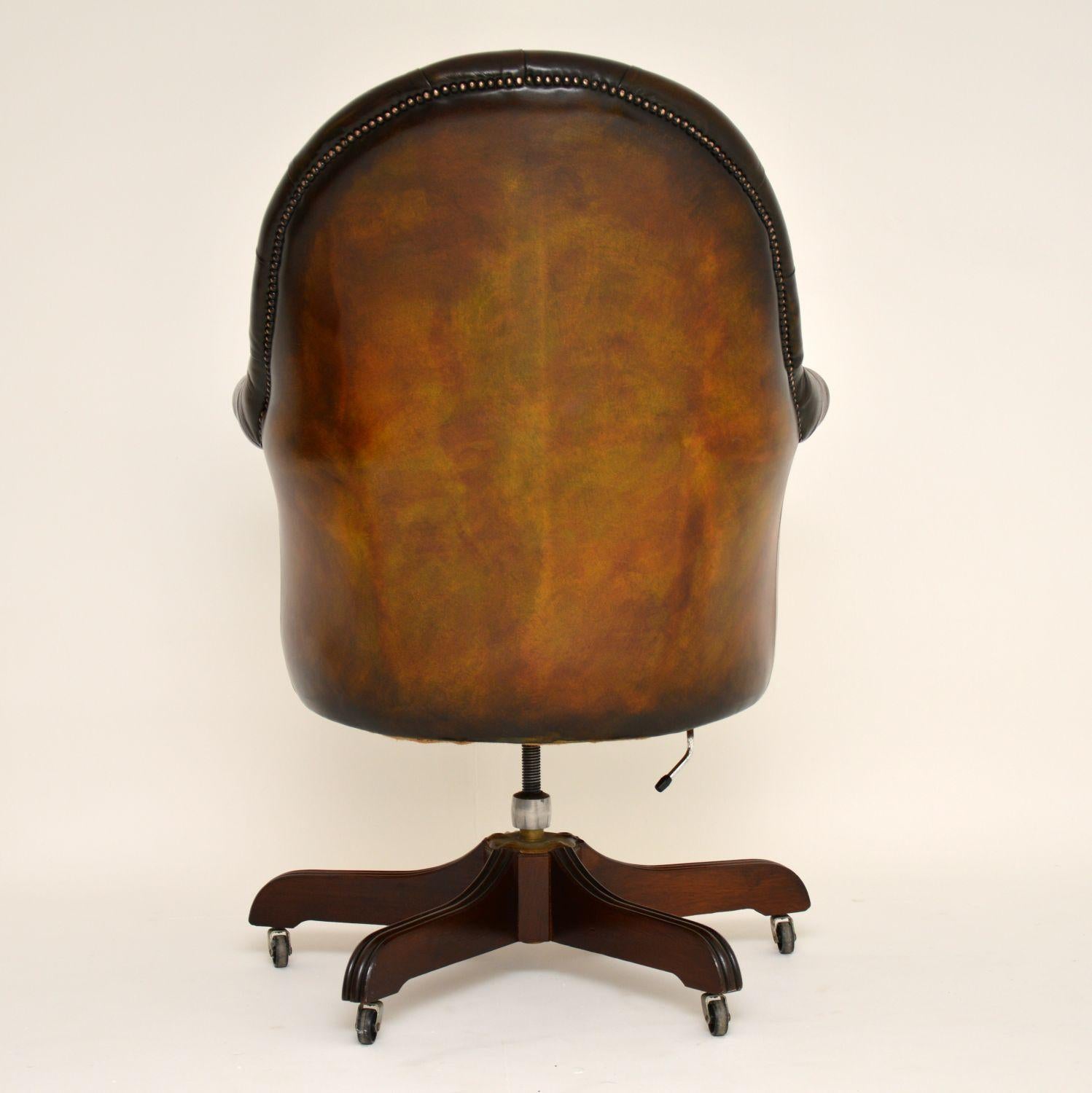 Antique Georgian Style Leather Swivel Desk Chair 2