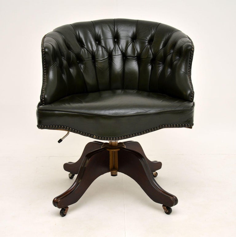 Antique Georgian Style Leather Swivel, Antique Leather Swivel Chair