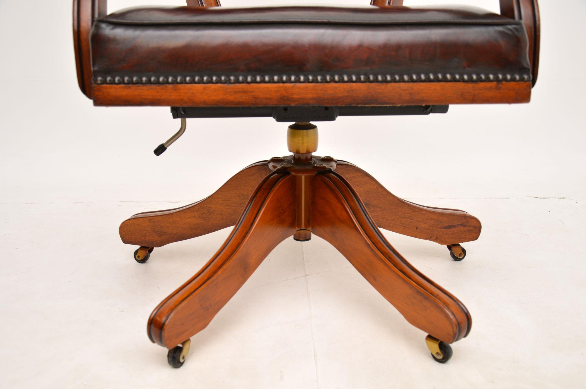 Antique Georgian Style Leather Swivel Desk Chair 2