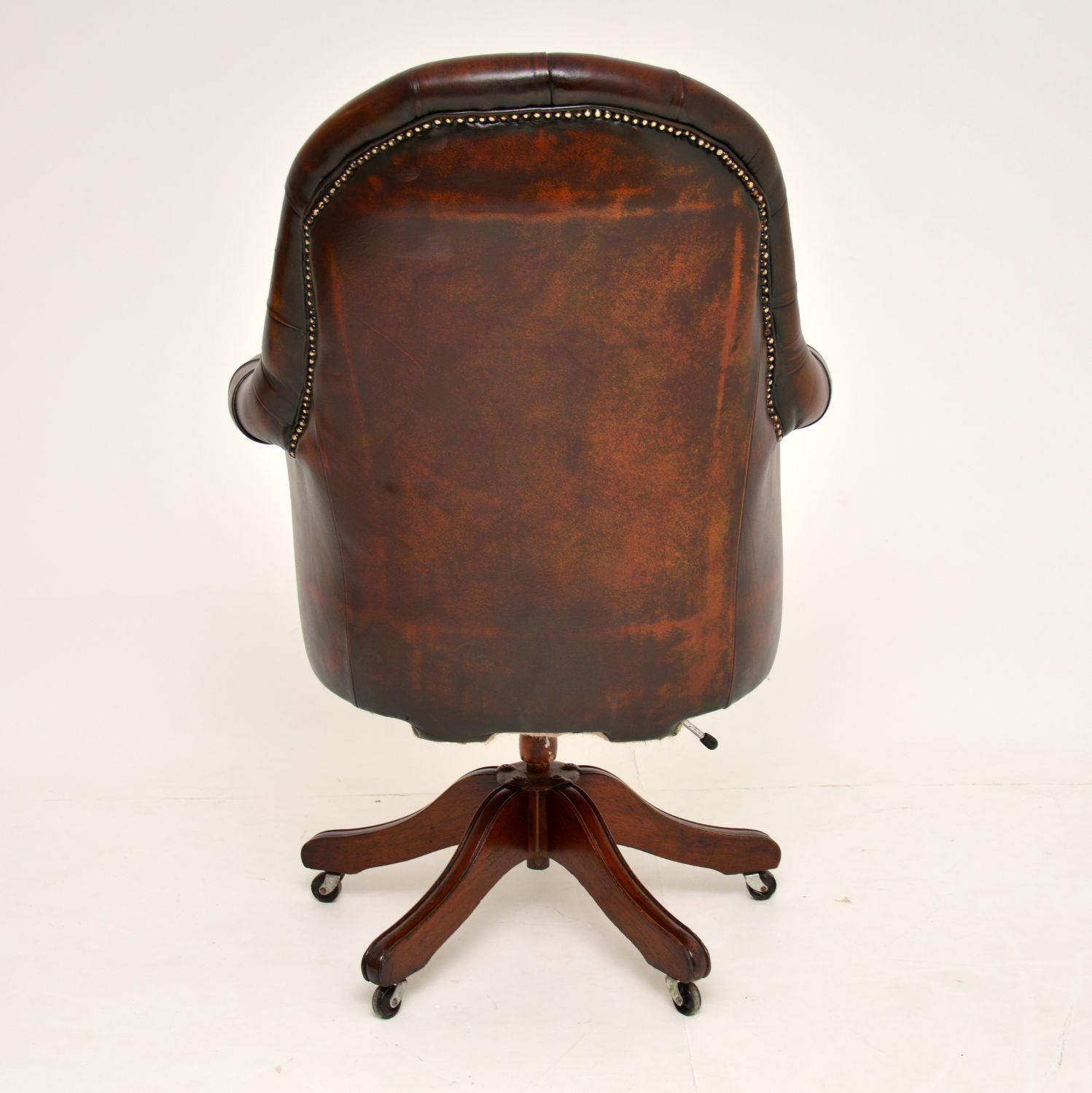 Antique Georgian Style Leather Swivel Desk Chair 1