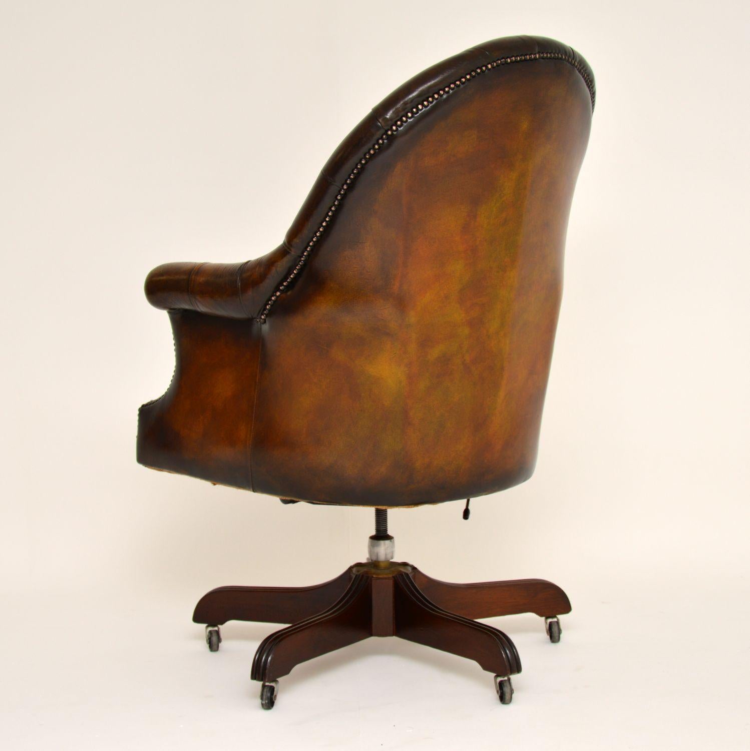 Antique Georgian Style Leather Swivel Desk Chair 1