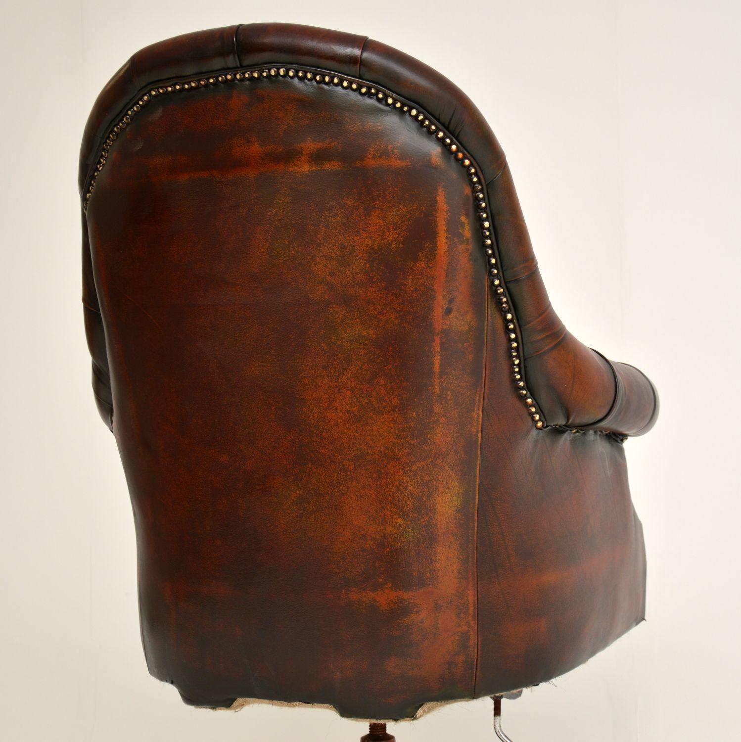 Antique Georgian Style Leather Swivel Desk Chair 2