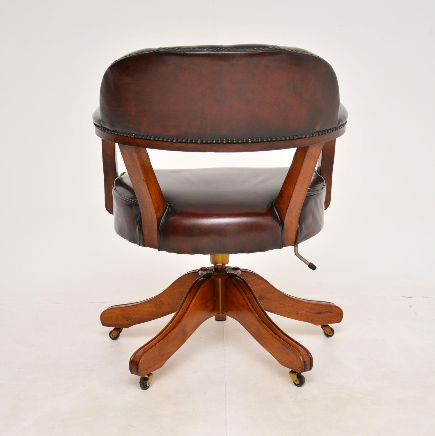 Antique Georgian Style Leather Swivel Desk Chair 4