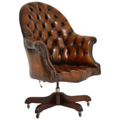 Antique Georgian Style Leather Swivel Desk Chair