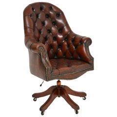 Antique Georgian Style Leather Swivel Desk Chair