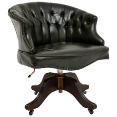 Antique Georgian Style Leather Swivel Desk Chair