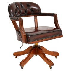 Antique Georgian Style Leather Swivel Desk Chair