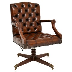 Vintage Georgian Style Leather Swivel Desk Chair