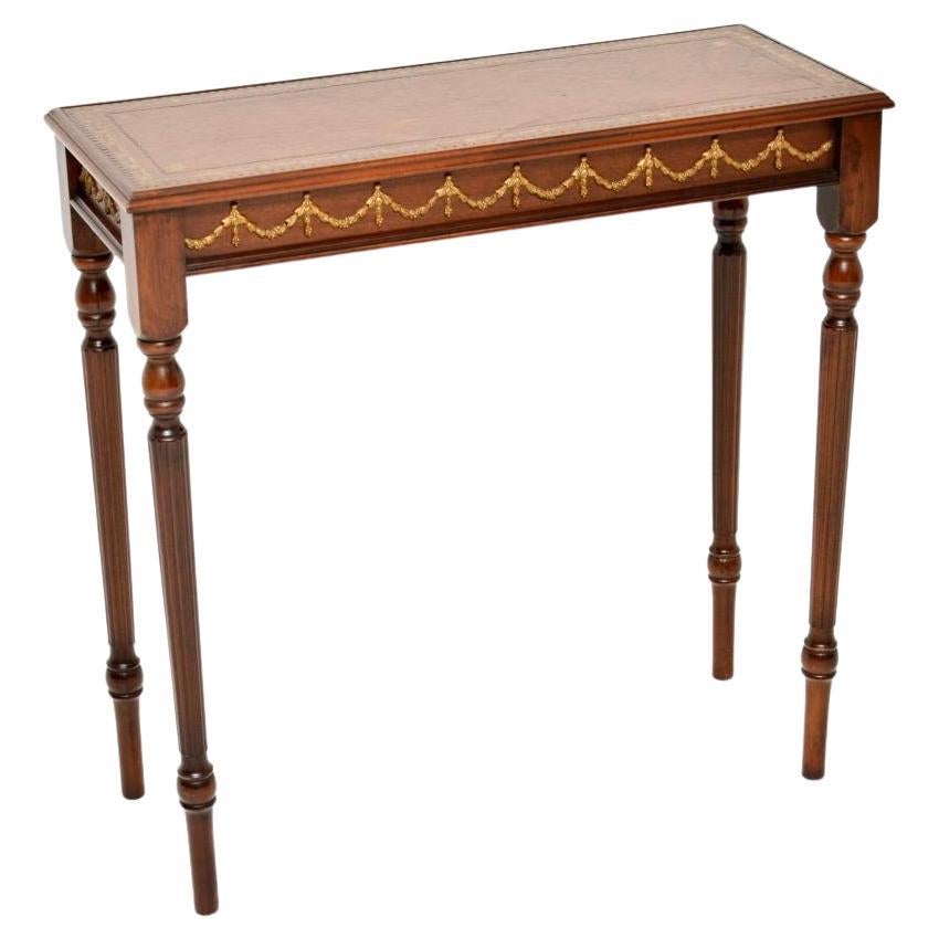 Antique Georgian Style Leather Top Console / Side Table