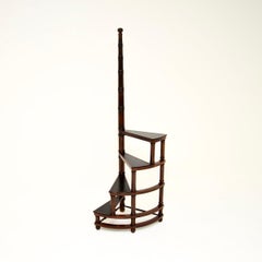 Antique Georgian Style Leather Top Library Steps