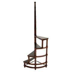 Vintage Georgian Style Leather Top Library Steps
