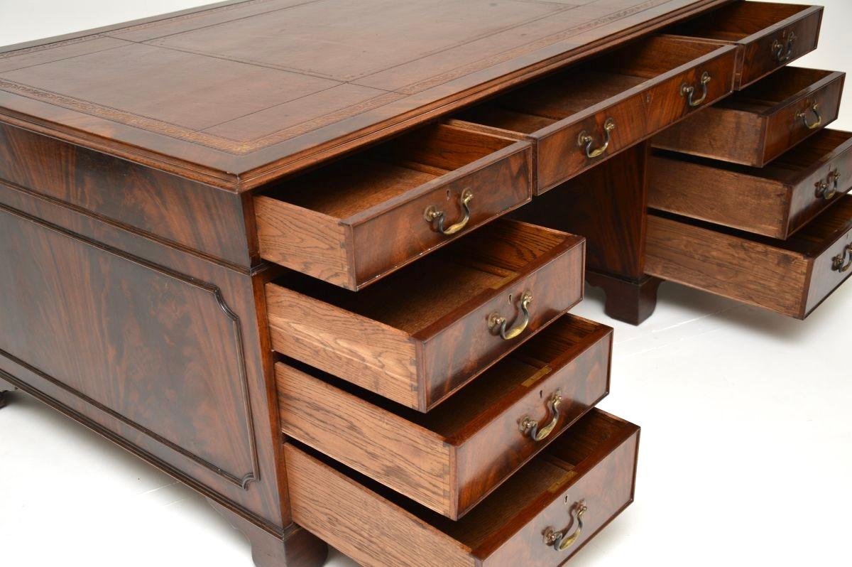 Antique Georgian Style Leather Top Partners Desk For Sale 7