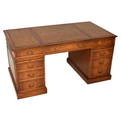 Antique Georgian Style Leather Top Pedestal Desk