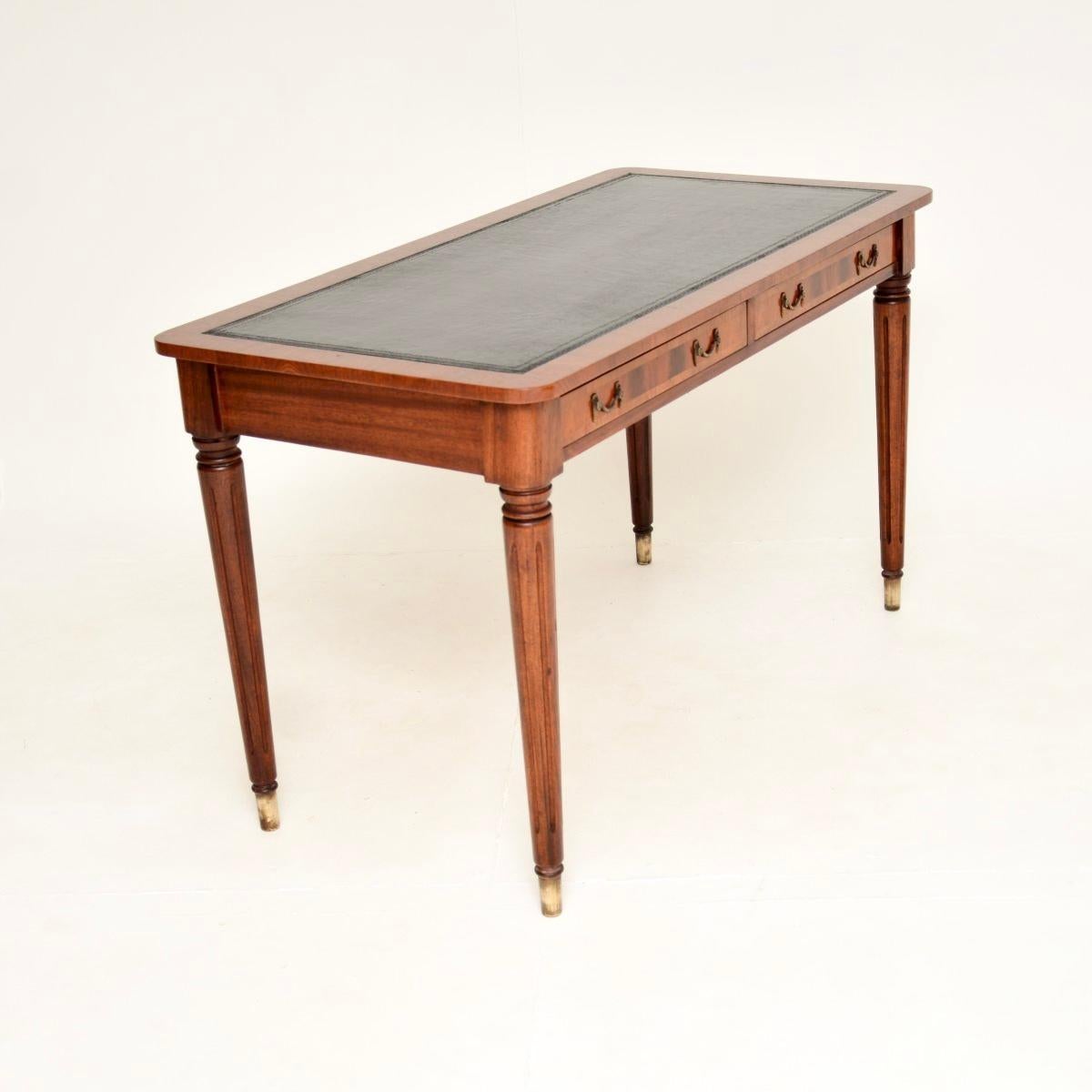 British Antique Georgian Style Leather Top Writing Table / Desk For Sale