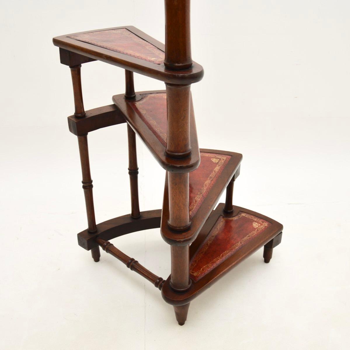 Leather Antique Georgian Style Library Steps
