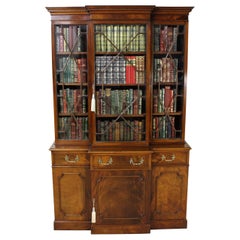 Antique Georgian Style Mahogany Breakfront Bookcase