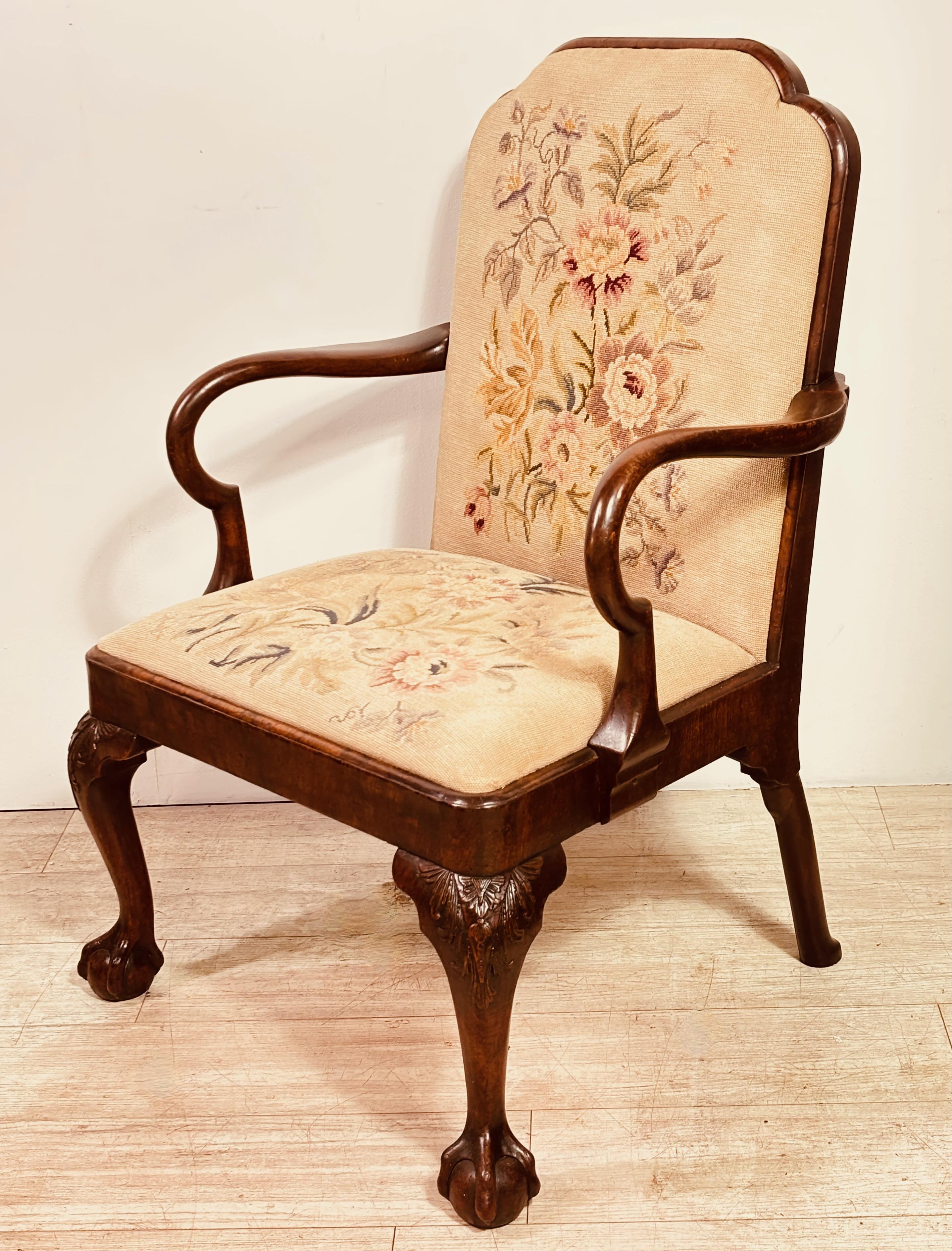 English Antique Georgian Style Mahogany Library Armchair For Sale
