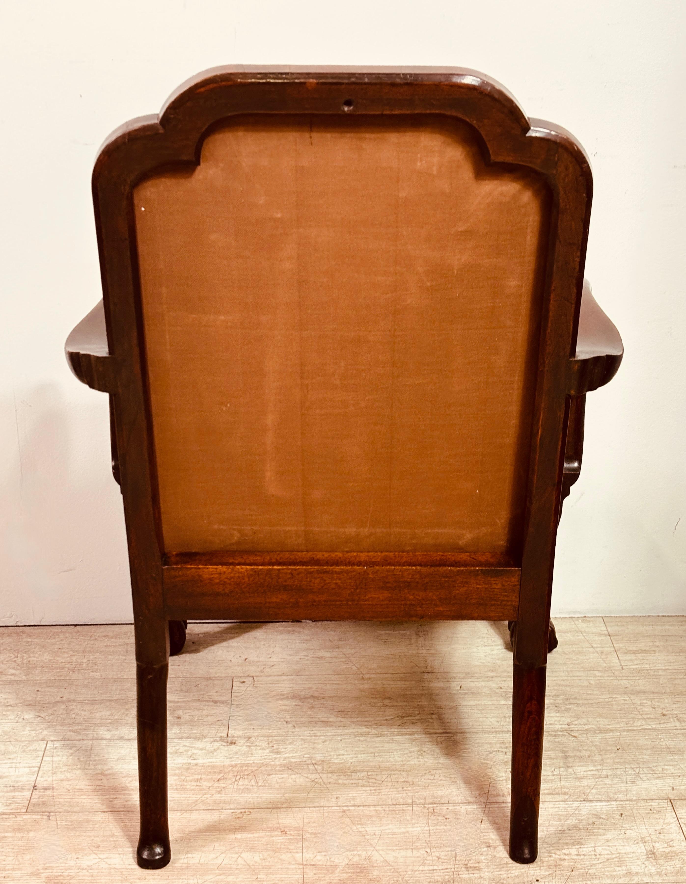19th Century Antique Georgian Style Mahogany Library Armchair For Sale