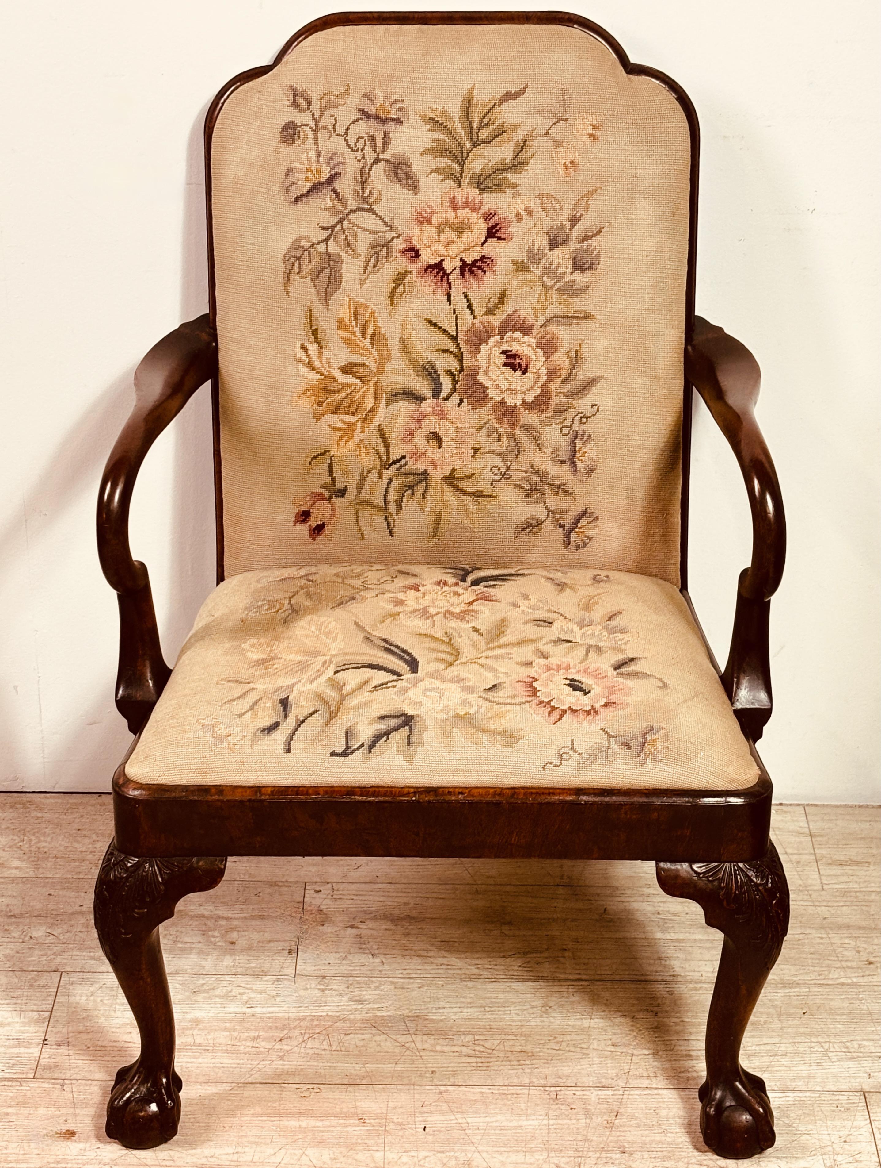 Antique Georgian Style Mahogany Library Armchair For Sale 3
