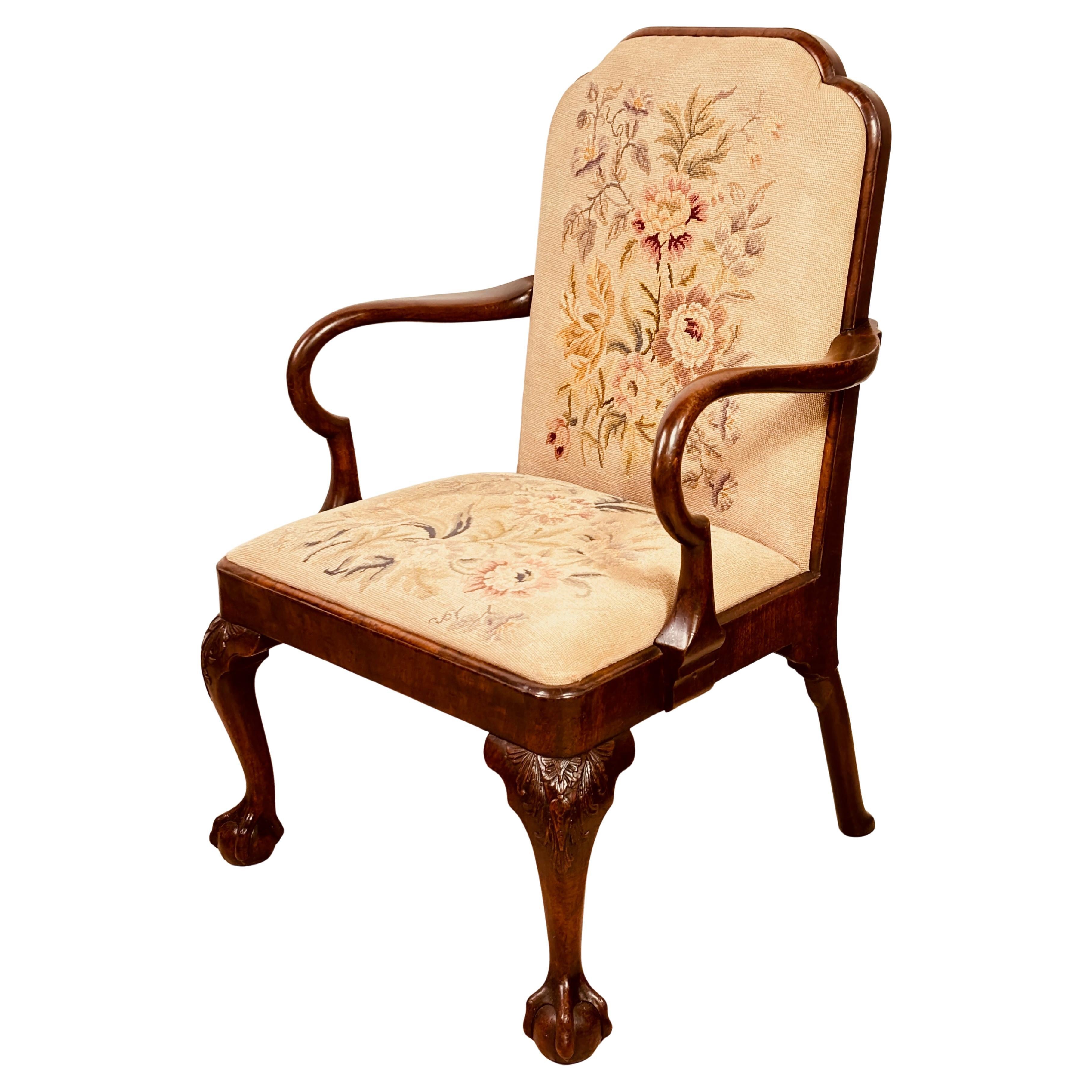 Antique Georgian Style Mahogany Library Armchair