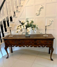 Antique Georgian Style Oak Dresser Base Sideboard Cabriole Leg Console Table