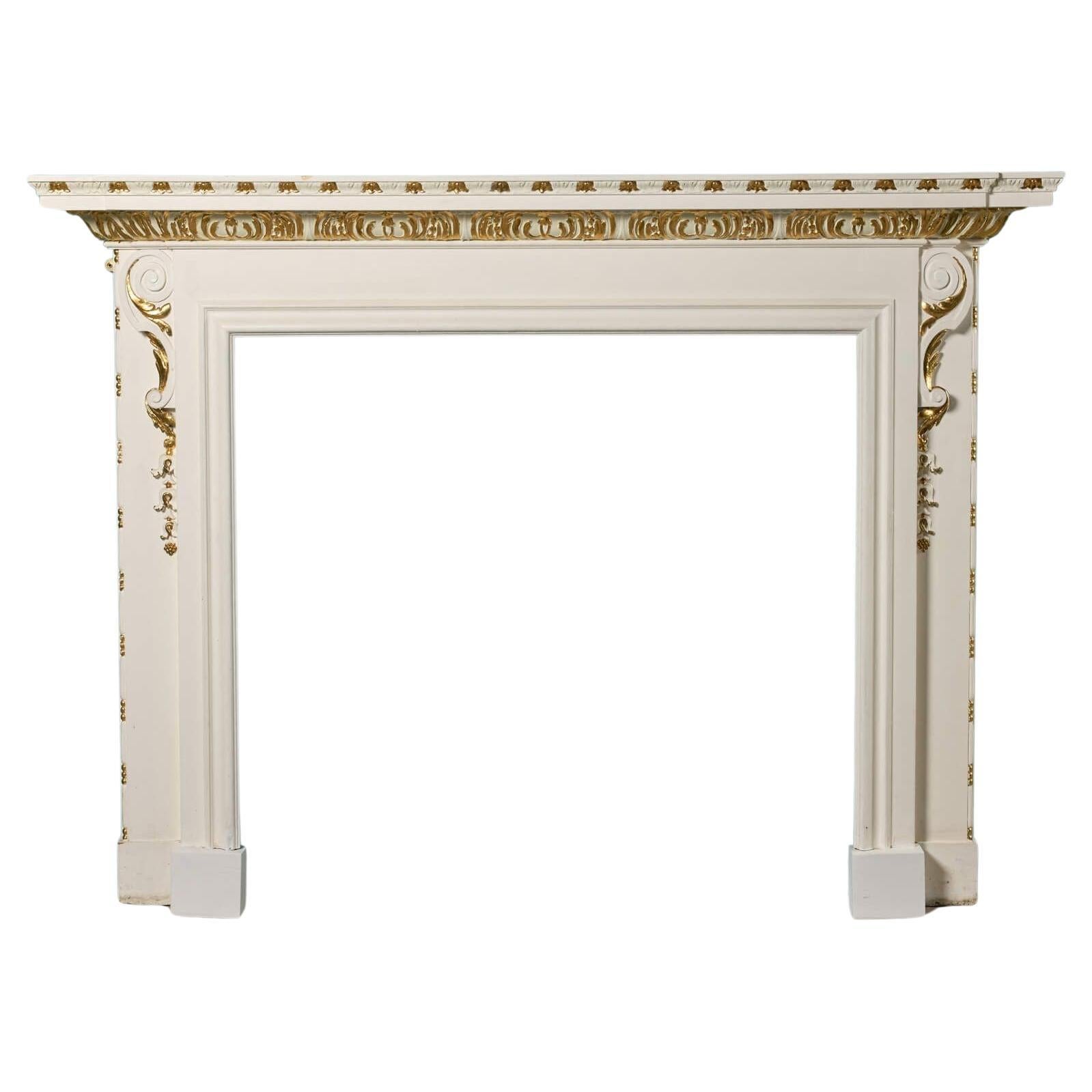 Antique Georgian Style Painted Pine Fire Mantel