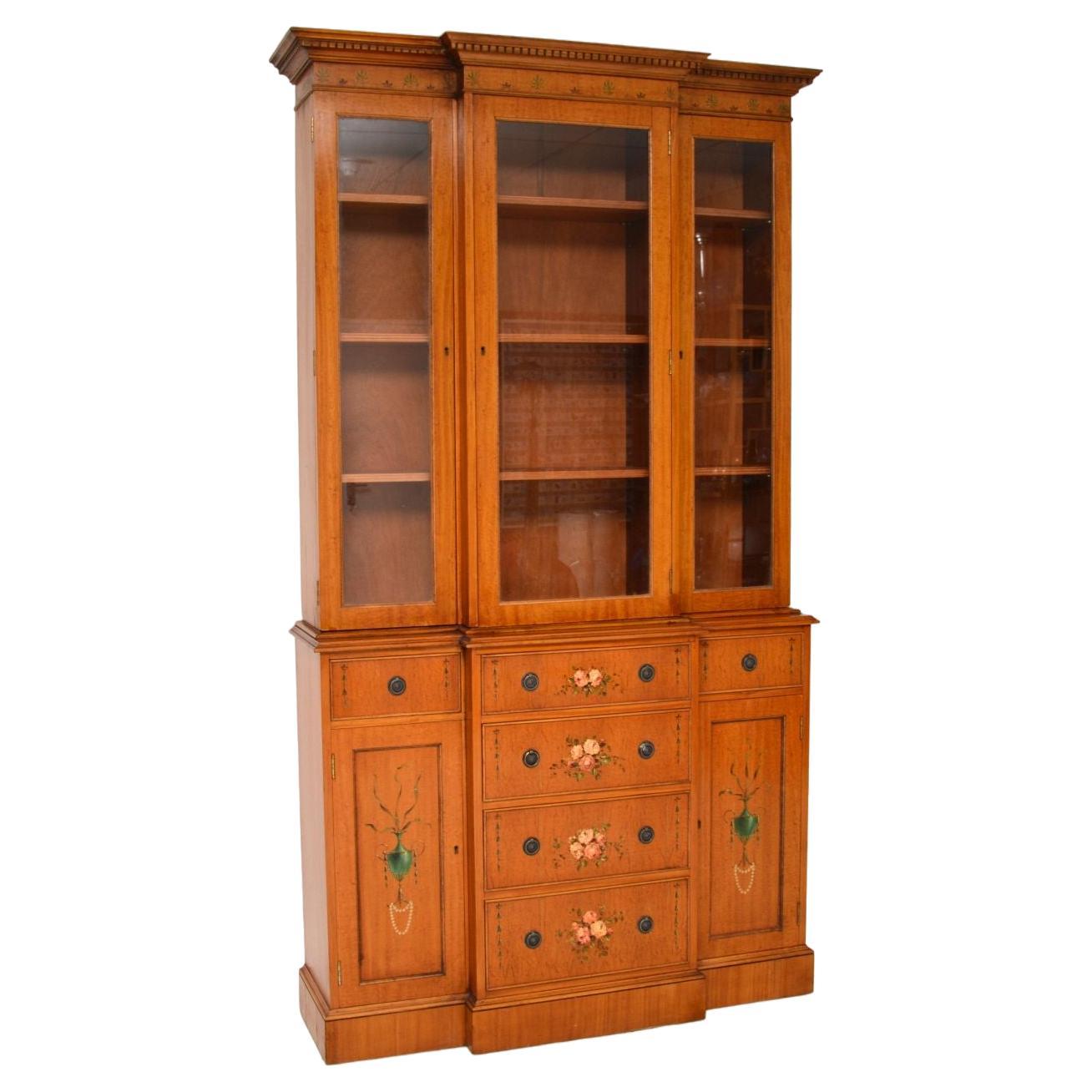 Antique Georgian Style Painted Satinwood Bookcase For Sale