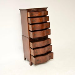 Antique Georgian Style Serpentine Chest on Chest of Drawers