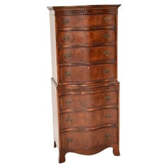 Antique Georgian Style Serpentine Chest on Chest of Drawers