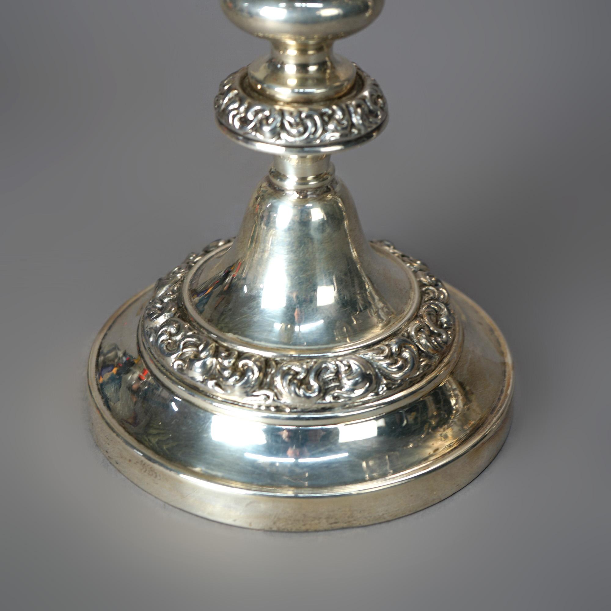 Antique Georgian Style Silver Plate Five Light Candelabra, circa 1900 13