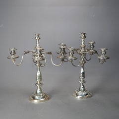 Antique Georgian Style Silver Plate Five Light Candelabra, circa 1900