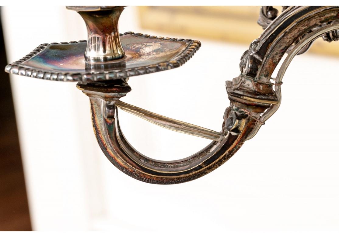 Antique Georgian Style Silvered Bronze Bouillotte Lamps 4