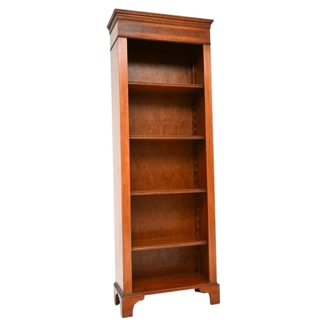 Antique Georgian Style Walnut Open Bookcase For Sale