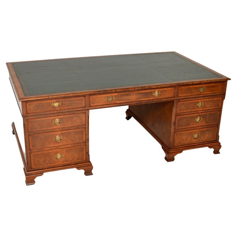 Antique Style Walnut Partners Desk at 1stDibs