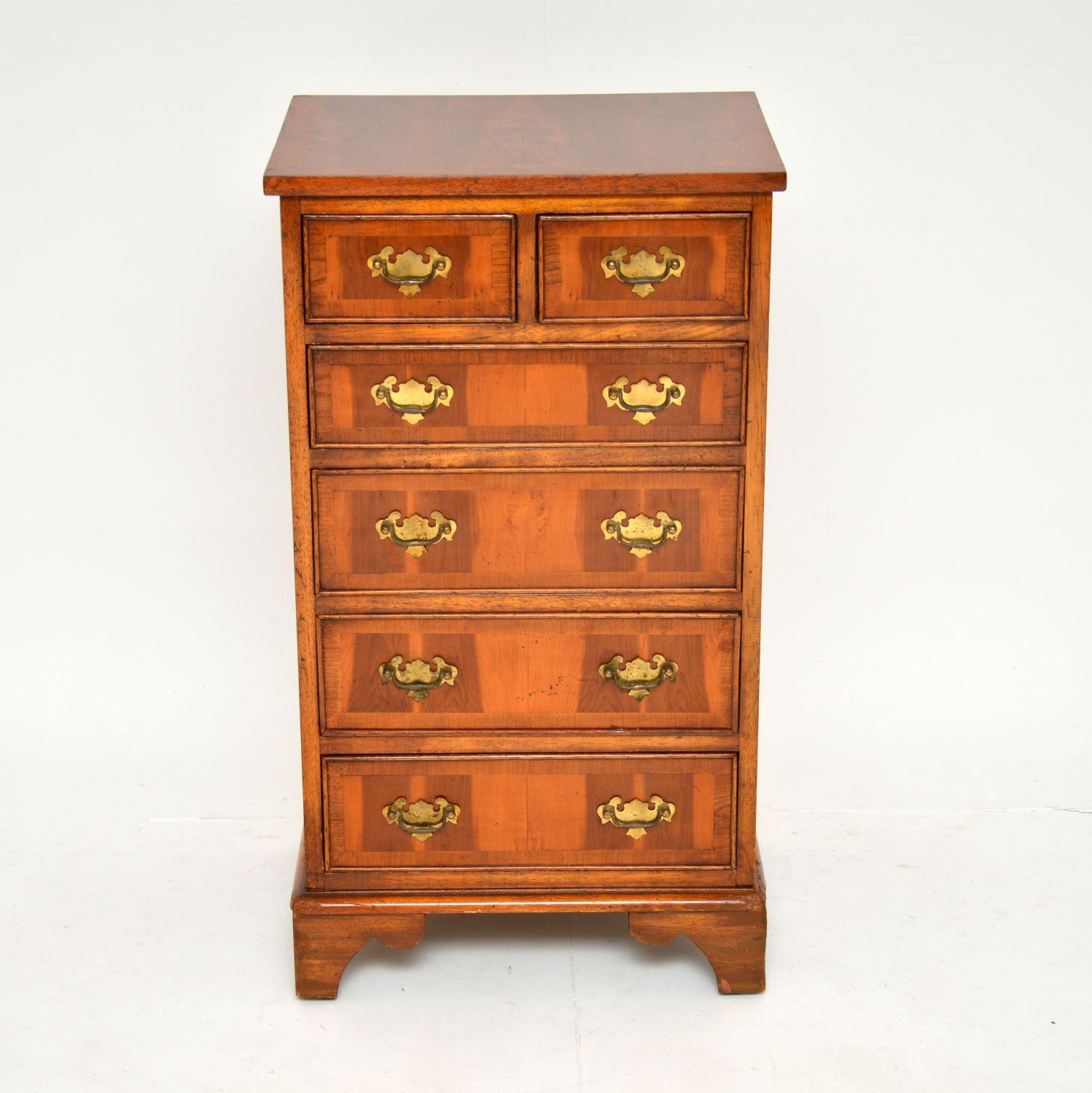 English Antique Georgian Style Yew Wood Chest of Drawers