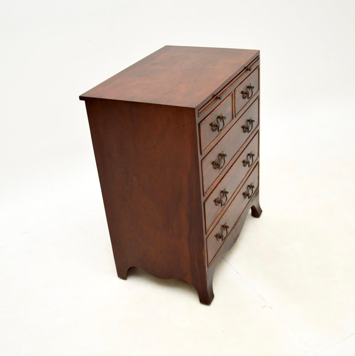 Mid-20th Century Antique Georgian Style Yew Wood Chest of Drawers For Sale