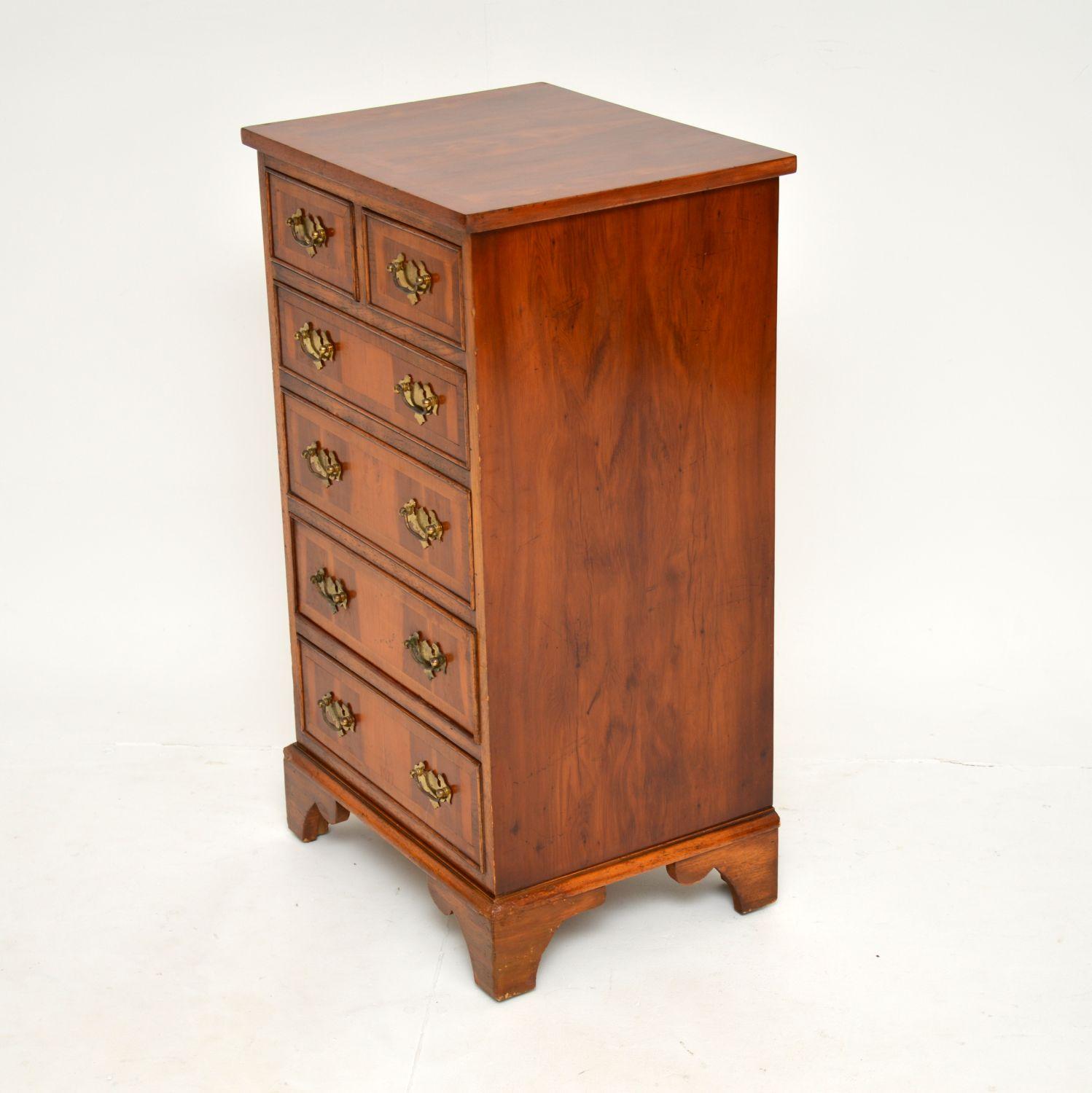 20th Century Antique Georgian Style Yew Wood Chest of Drawers