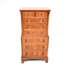 Antique Georgian Style Yew Wood Chest on Chest of Drawers