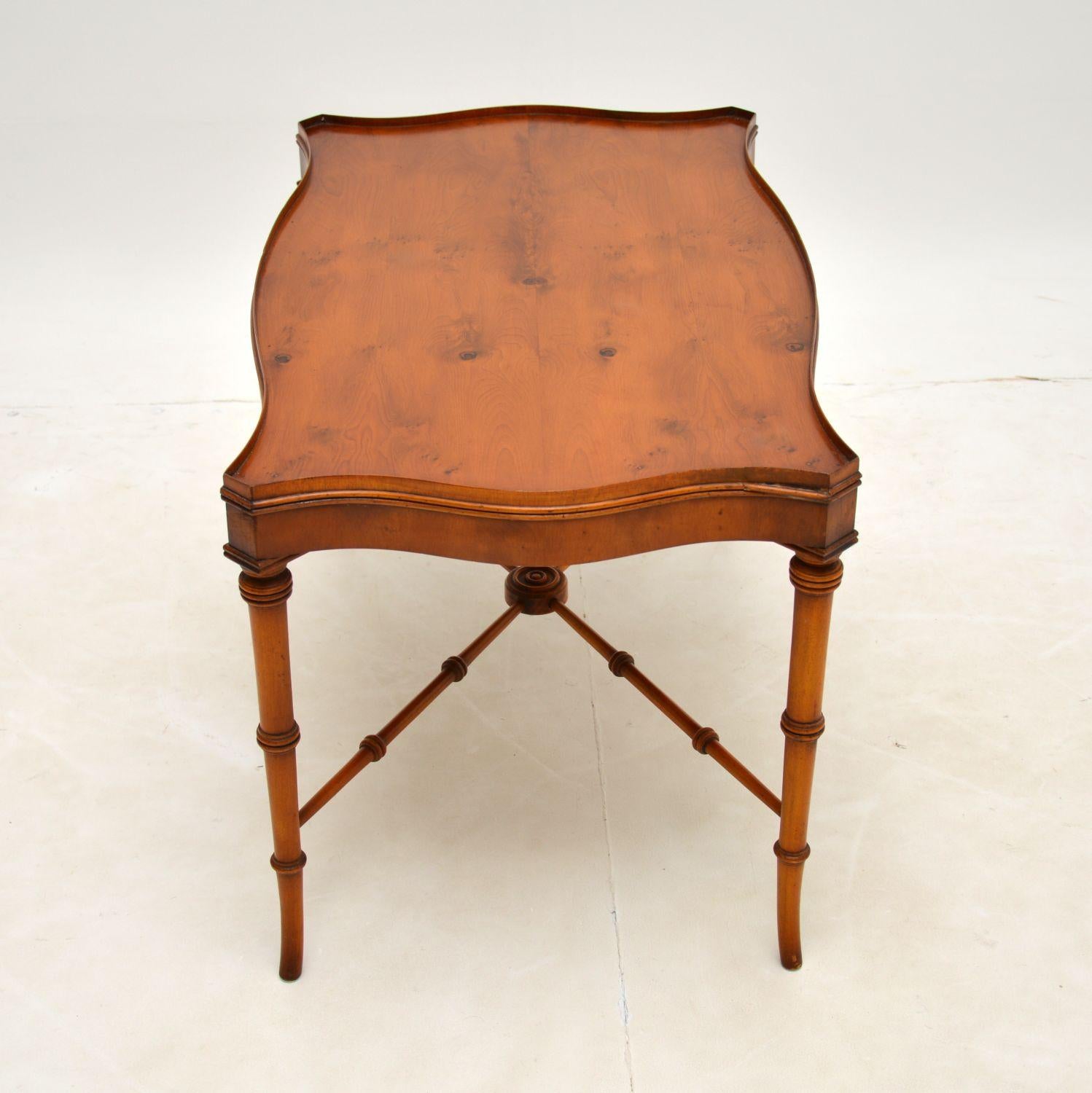 20th Century Antique Georgian Style Yew Wood Coffee Table